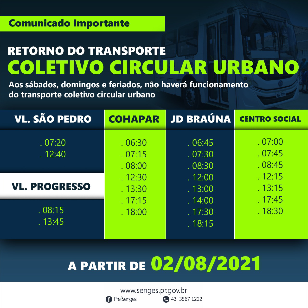 Retorno do transporte coletivo circular urbano